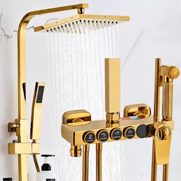 Bathroom Shower System Faucets Accessories 12 Inch Rainfall Shower Head Brass Thermostatic Bathroom Shower Set