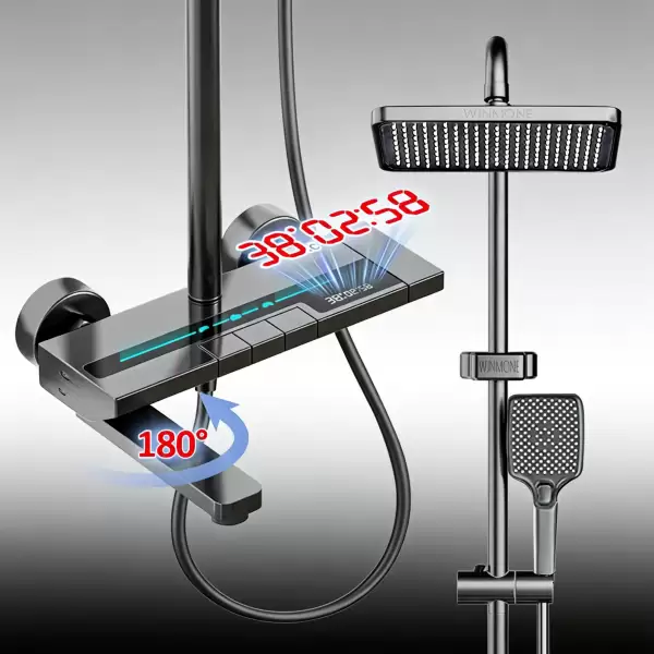 Smart Digital Display Shower Set Hot Cold Water Mixer Bathroom Faucet Rainfall Bathtub Complete Pressurize Showers System