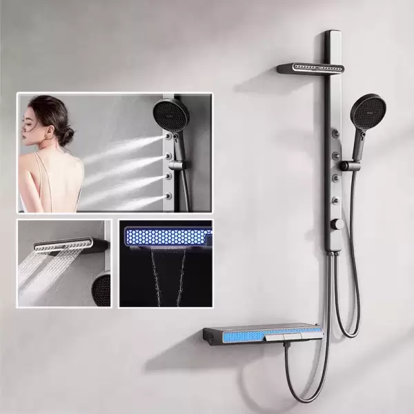 Spa Massage Smart Bathroom Shower System Full Set with Filter Brass Mixer Tap Digital Display Bathtub Rain Showers Faucet