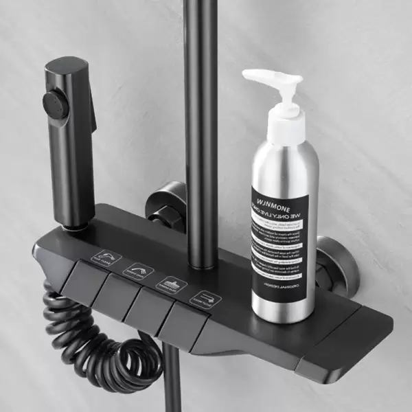 Black Bathroom Shower Set Piano Keys ABS Anti-rust Shower System Sets Wall Mounted Bathtub Hot and Cold Mixer Rain Shower Faucet