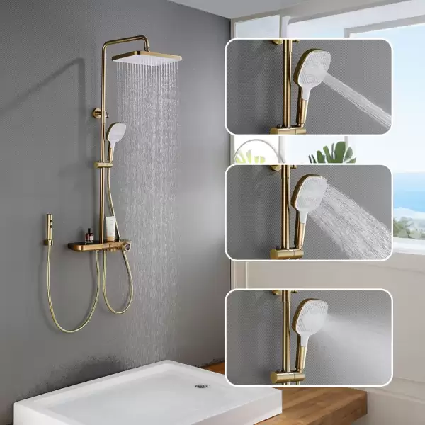 Modern High End Digital Display Shower Full Set Rainfall Shower System Rain Bathroom Faucet Mixer Thermostatic Valve Shower Taps