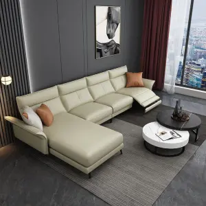 Nordic Size Living Room Leather Sofa Modern Minimalist Style Light Luxury Leather Concubine Sofa Single and Double Combination