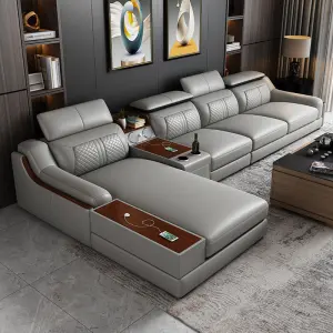 Multi-functional Modern l Shaped Sofa Set Living Room Furniture Simple Design Italian Sofa High Quality Living Room Leather Sofa