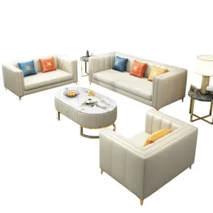High Quality Light Luxury Sofa Set Furniture Living Room Modern Luxury White Sofa Set Leather Modern Sofa 3 2 1 Set Furniture