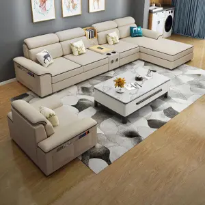 Luxury Italian Style Living Room Furniture Couch Living Room Sofa Room 3 Seater Modern Corner Sofa l Shaped Sofa Set for Home