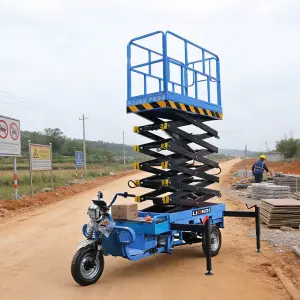 Free Shipping Electric Tricycle Mobile Scissor Lift Platform Electric Lift Platform Car for Aerial Work/Material Handling