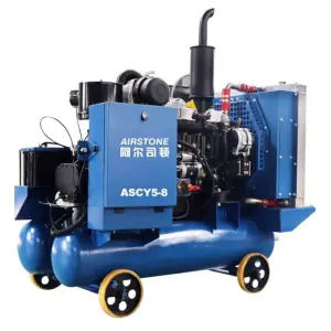 China Supply 185cfm 5m3/min 8bar Small Rotary diesel Screw air Compressor with Wheels for Mining