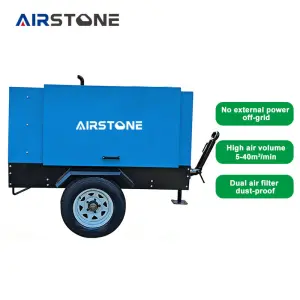 Airstone 5m³/min 8bar Diesel Portable Rotary Screw Air Compressor for Construction and Mining