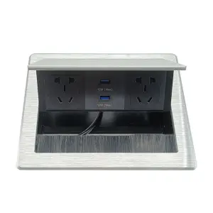 Embedded Flip up Socket With Universal Power Outlet 2 USB Port for Office Home Multimedia Tabletop Socket