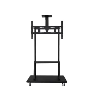 Factory Hot Selling Tilt Height Adjustable Mobile Metal Steel Lift Mobile TV Cart 360 Degree Cart TV Trolly