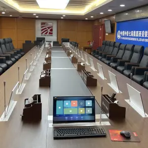 15.6 Inch Pop up Lcd Lift Table Motorized Monitor Lift Meeting Room Motorized Computer Paperless Video Conference System