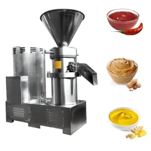 50kg/h Commercial Bone Mud Chili Sauce Hummus and Tahini Grinding Colloid Mill Peanut Butter Making Machine for Small Business