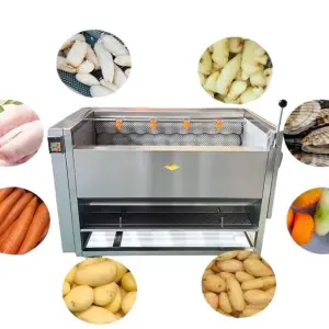Industrial Brush Type Potato Peeler Machine Automatic Electric Washer Peeler for Sweet Potato Taro Carrot Ginger Beets Scallop