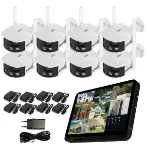 Anxinshi Wireless Home Security Cameras Dual Lens 180° Touch Screen NVR Wireless Outdoor Vide Angle Security Camera Night Vision