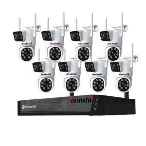 Dual Lens 8 Camera System with 16CH NVR Color Night Vision Outdoor Wireless WiFi PTZ Security CCTV Camera 10X Zoom