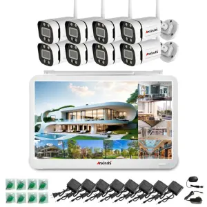 Anxinshi Wireless Outdoor Security Camera System Wireless Home Security Cameras HD Full Color Night Vision Human Detection