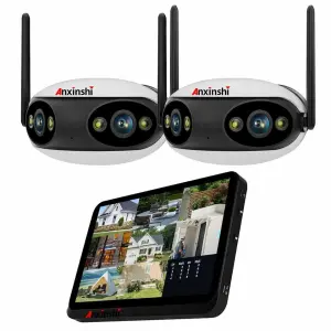 Wireless Camera with Fisheye 180 Degree View Two-Way Audio Wide Angle Cloud Storage 8CH Touch Screen NVr Kits
