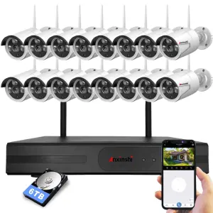 Full-color Night Vision Wifi6 Human Figure Detection Two-way Dialogue Waterproof Wireless 16ch 3mp Bullet Camera Wireless Nvrkit