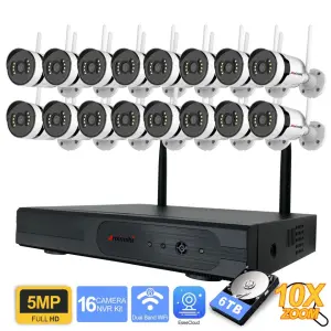 Anxinshi New Wireless Security System 16 Camera Full Color Night Vision with 10X Zoom Support 2.4Ghz 5G Wifi 16CH Wireless NVR