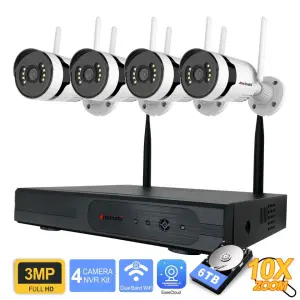 3mp 4ch Wireless Camera Wireless Nvr Smart Wifi Dual Lens with 10X Zoom 4MM-8MM Ai WIFI Camera Kits