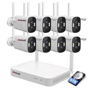 10X Zoom 4MM-8MM Ai Eseecloud 6MP 8CH Smart WiFi Dual Lens Security Camera Kit Two-Way Audio Night Vision HDD