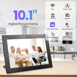 4 Inch 32G WiFi MP3 Digital Photo Frame HD IPS Touch-Screen Auto Rotation 1280x800 Photo Video Playback Acrylic Display APP
