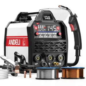 ANDELI 145A Semi-automatic MIG Welding Machine Lift TIG ARC MMA MIG MAG Gasless Gas Welder IGBT Inverter Synergy MIG Welder Tool