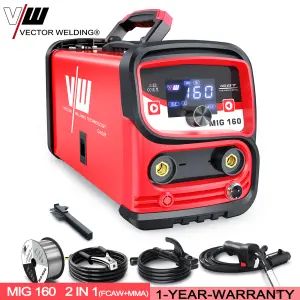 VECTOR WELDING MIG Gasless Welding Machine 2-in-1 MMA Welder Flux Core IGBT Inverter Portable Hot Start For Home Working MIG160D