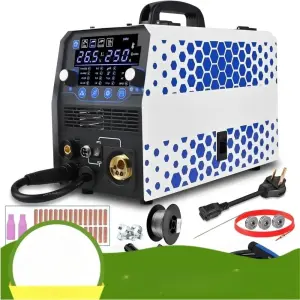 gasless flux core mig/stick/lift tig/spot welding/spool gun 120v/240v aluminum multi proces reboot mig welder, 250amp 6 in 1 gas
