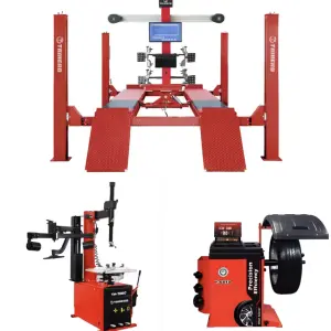 Trihero 4 Post 4T Hydraulic Car Lift Garage Package Automatic Tire Changer Wheel Balancer & Wheel Alignment Machine Combo