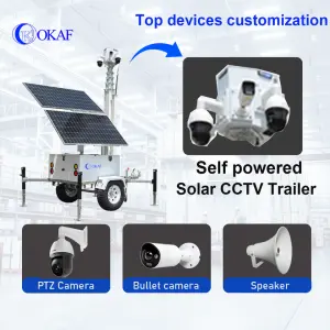 OKAF 4G Solar Powered Mobile Surveillance Systems Portable CCTV Security Tower Construction Site Monitoring Trailer