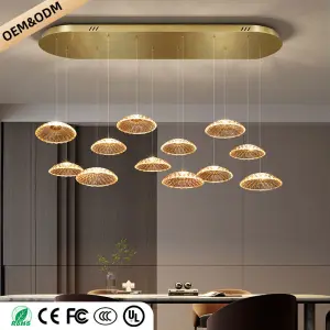Luxury Ripple Water Glass Chandelier Living Room Kitchen High Ceiling Hanging Lights Art Dining Room Island Bar Pendant Lamp