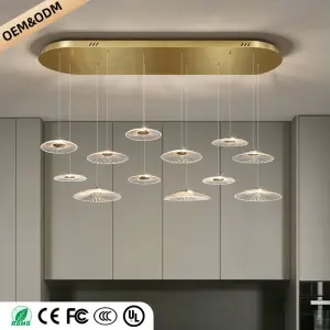 Modern Luxury Glass Chandelier Bar Kitchen Island Table Ripple Water Glass Pendant Lamp Art High Ceiling Hanging Lights
