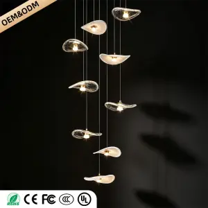 Stair Light LED Glass Chandelier Modern Pendant Light for Living Restaurant Staircase Long Villa Hote Luxury Stairwell Lighting