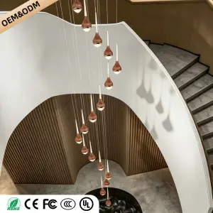 Nordic Loft Chandelier Villa Rotating Ceiling Hanging Chandelier Minimalist Led Long Chandelier Staircase Pendant Light