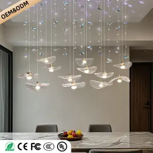 Restaurant Pendant Light Modern Villa Loft Chandelier Designer Lotus Leaf Glass Ceiling Hanging Chandelier