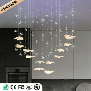 Dining Room Chandeliers Modern Villa Restaurant Bar Counter Kitchen Island Pendant Lamp Designer Lotus Leaf Glass Hanging Lamp