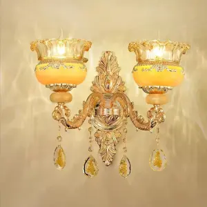 Crystal Wall Lamp Dining Room Living Room Bedroom TV Bedside LED Light Single and Double Head Factory Sale Wholesale Chandelier