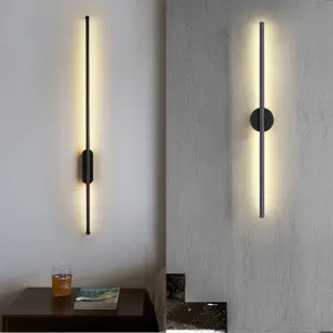 Modern Minimalist Wall Lamp Living Room TV Background Line Wall Light Black Long Strip Nordic Wall Lamp Bedroom Bedside Lamp