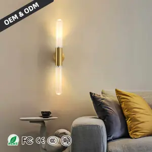 Modern Luxury Tubular Wall Lamp LED Gold Shade Steel Bedside Wall Lamps Villa Living Room Bathroom Bedroom Wall Lamp