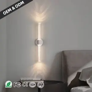 Factory Manufacturing Aluminum LED Bubble Crystal Double Headed Golden Electroplated Living Room Bedside Wall Lamp