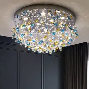 Modern LED Ceiling Light Fixture Living Room Hotel Corridor Foyer Ceiling Light Crystal Round Chandelier