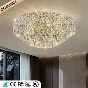 Modern Luxury Ceiling Light Gold Pendant Lamp Villa Living Room Dining Bedroom Suspension Light Indoor Design Crystal Chandelier