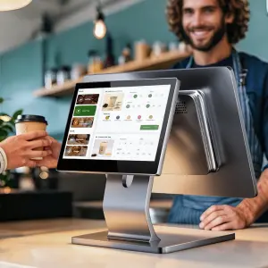OEM Windows POS Terminal 15.6 Inch All-in-One Ultra Thin Aluminum Body Dual Screen for Supermarket Modern Design POS System