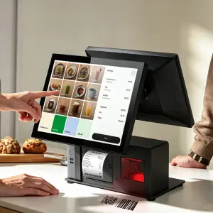 15.6 Inch POS System All in One POS Terminal Integrated Printer Scanner Support Win10 Win11 for Retail Cash Register