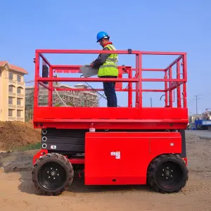4~18m Nifty Haulotte Japan Kubota Diesel Engine Off Road Big Wheel Rough Terrain Hydraulic Scissor Lift Aerial Man Lift Platform