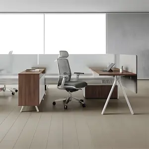 Office Furniture set escritorios de oficina wooden table office cabinet CEO l shape office desk with ergonomic adjustable chair