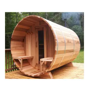 Home Garden Wooden Steam Sauna Room Solid Wood Outdoor 6 Person Barrel Sauna