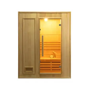 Luxury Indoor Bathroom Hemlock Wood 2 Person Traditional Dry Wet Steam Sauna Room