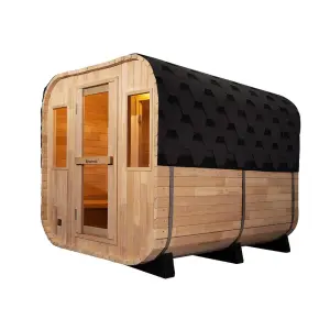 4 Person Wooden Cube Traditional Sauna Pure Canadian Red Cedar Wood Dry Steam Outdoor Sauna